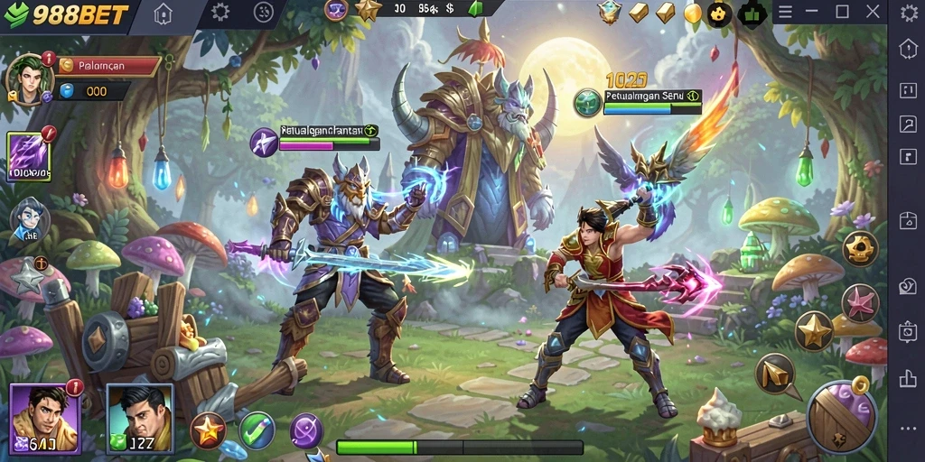 Screenshot utama 988BET menampilkan aksi seru dalam petualangan.