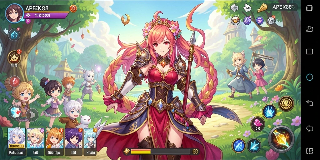 Tampilan gameplay APEK88 dengan karakter Anime yang dinamis.