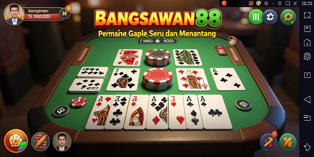Tampilan menarik dari gameplay Gaple di BANGSAWAN88.