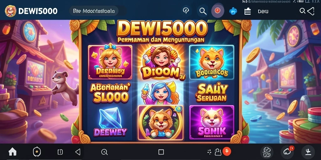 Tampilan gameplay DEWI5000 yang full warna dan atraktif.