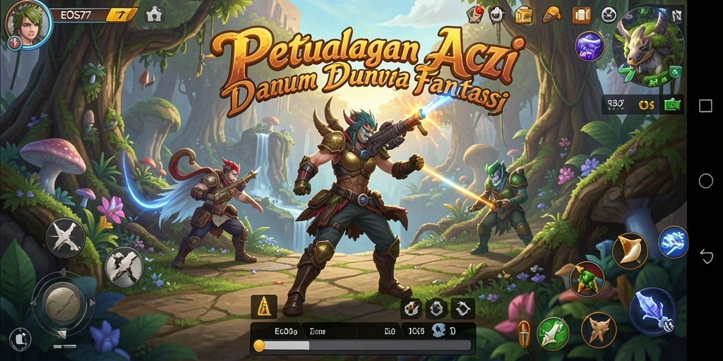 Screenshot aksi mendebarkan di game ARPG EOS77.