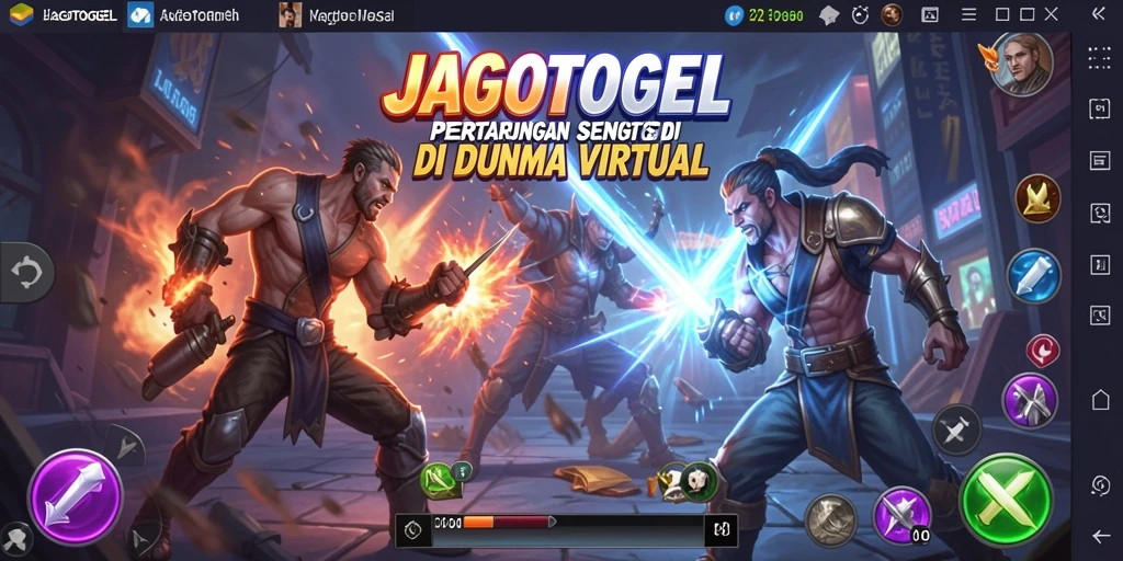 Tangkapan layar gameplay JAGOTOGEL menampilkan pertarungan seru antara karakter.