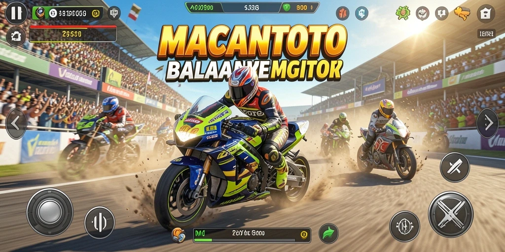 Tampilan gameplay seru di lintasan balapan MACANTOTO.