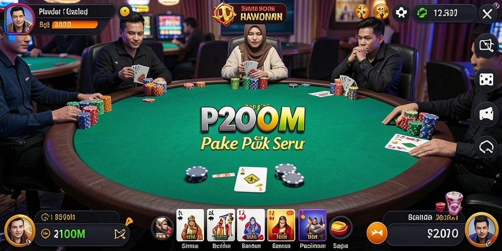 Tampilan gameplay P200M yang mendebarkan dan interaktif dari permainan poker.
