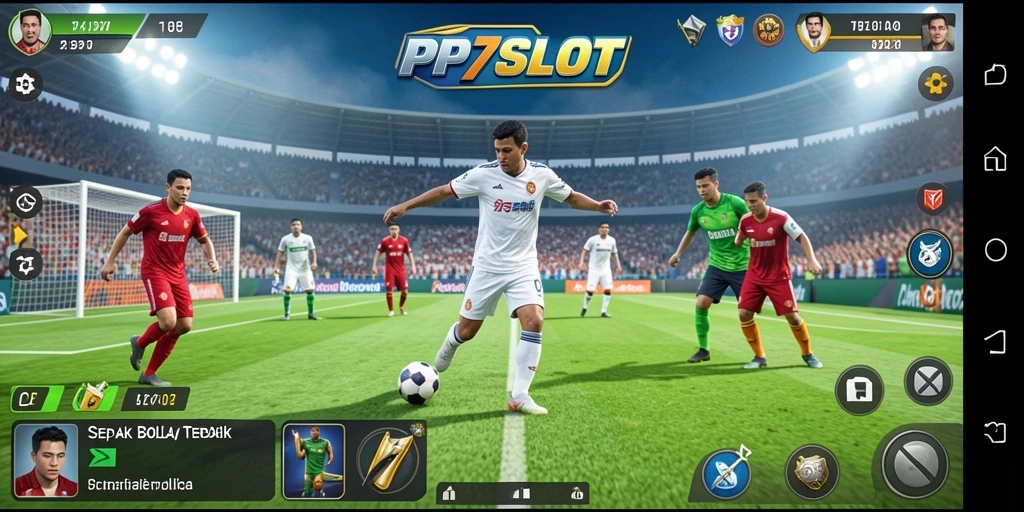 Screenshot PP7SLOT menampilkan keseruan gameplay sepak bola yang mendebarkan.
