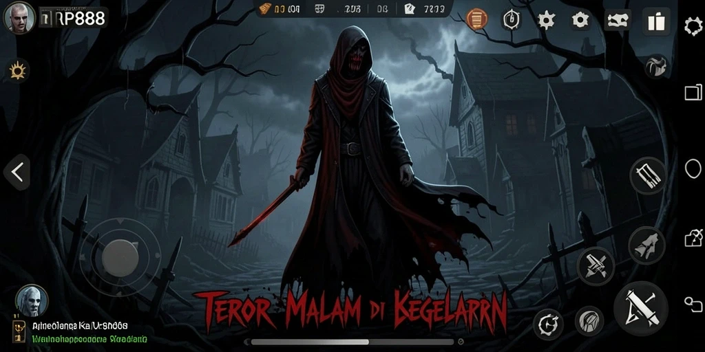 Screenshot gameplay RP888 menampilkan momen menegangkan di kegelapan.