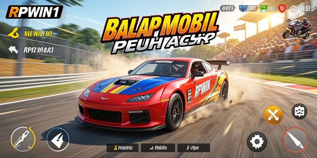 Tampilan gameplay menegangkan dengan mobil balap melaju kencang.