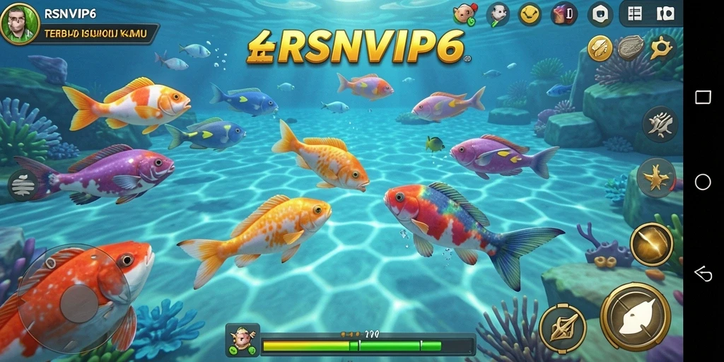 Screenshot RSNVIP6 menunjukkan aksi seru menembak ikan.