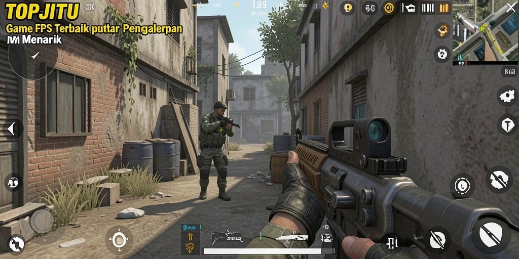 Gameplay seru dari game FPS TOPJITU dengan aksi menegangkan.