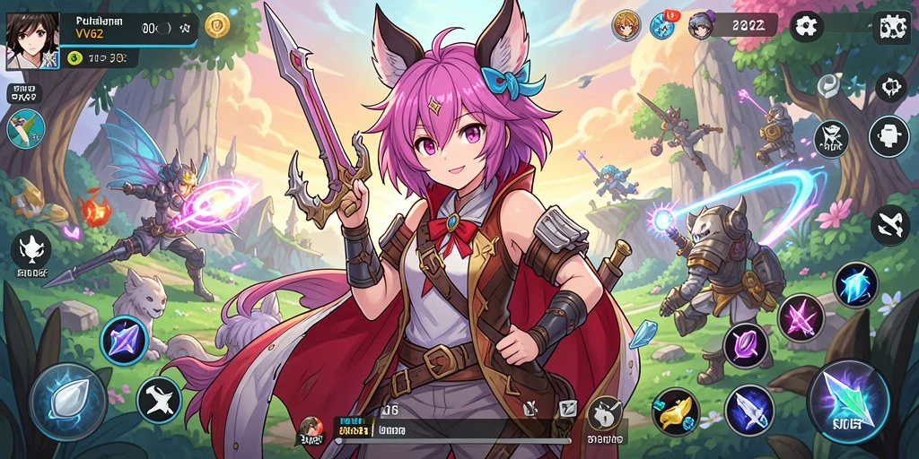 Tampilan gameplay seru dari game Anime VV62 yang memukau.
