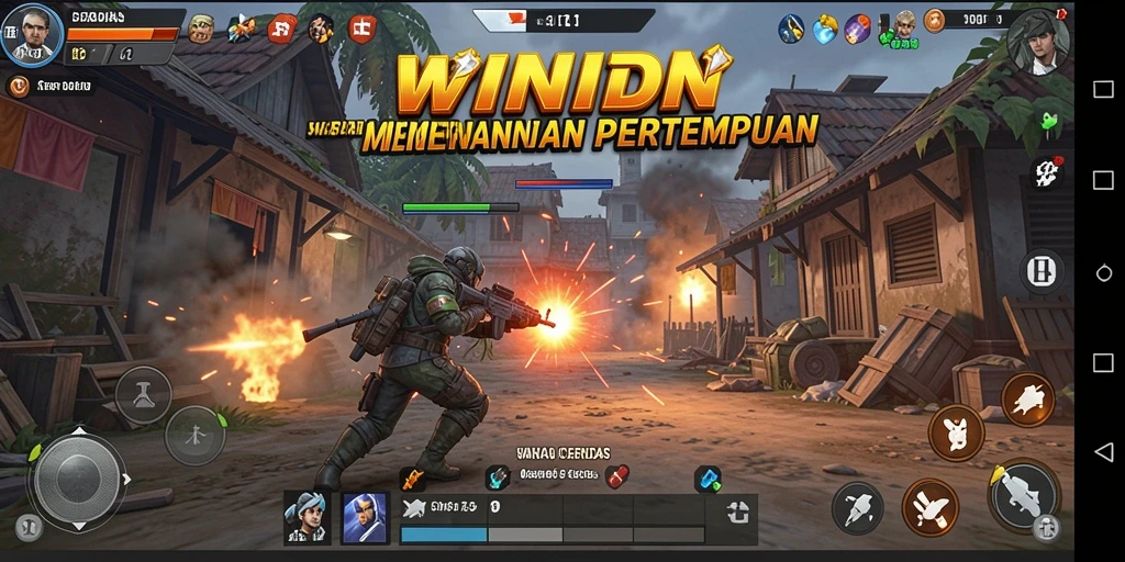 Tangkapan layar gameplay WINIDN menampilkan pertempuran strategis yang mendebarkan.
